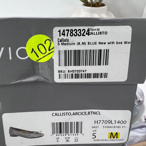 Vionic Callisto Ballet Shoes H7709L1400 Arctic Ice Botanic Women's 5M NWB - Picture 10 of 10